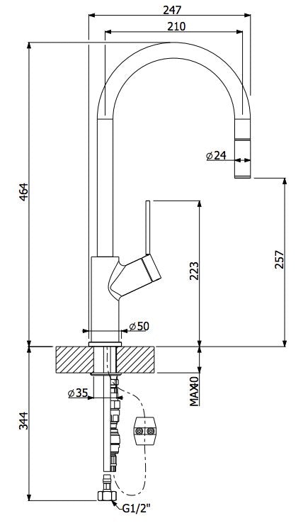 Oliveri VT0398C-BLACK Vilo Pull Out Mixer Tap