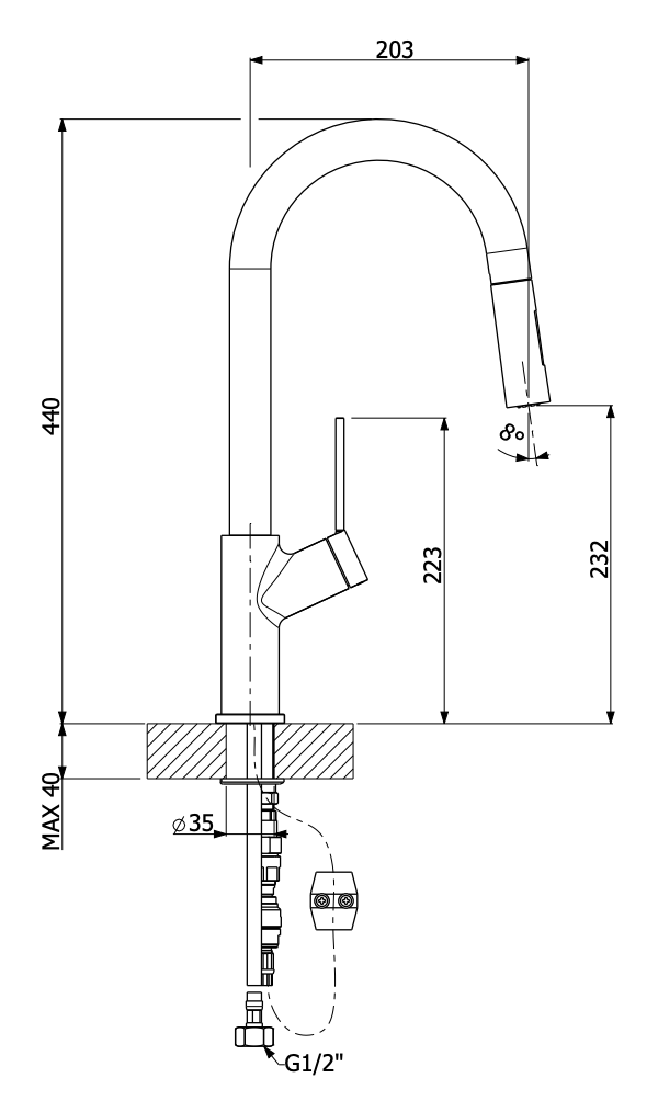 Oliveri VT0426B-ST-BL Vilo Pull Out Tap - Special Order