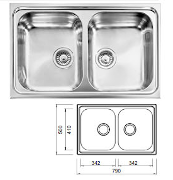 Abey ZE2 Zenith Italian Made Double Bowl Sink