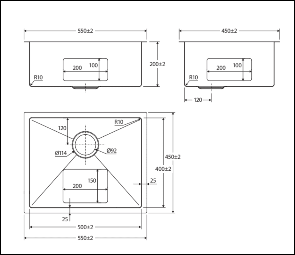 Fienza 50L Stainless Steel Square Laundry Sink 68501 - Special Order Insert Sinks