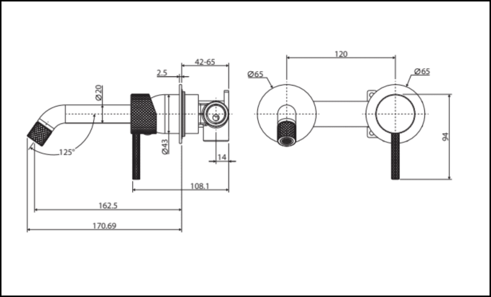 Fienza Axle Wall Basin/Bath Mixer Set Urban Brass Small Round Plates 160Mm Outlet 231104Ub Bathroom