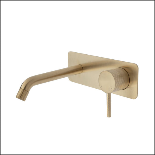 Fienza Axle Wall Basin/Bath Mixer Set Urban Brass Soft Square Plate 160Mm Outlet 231106Ub Bathroom