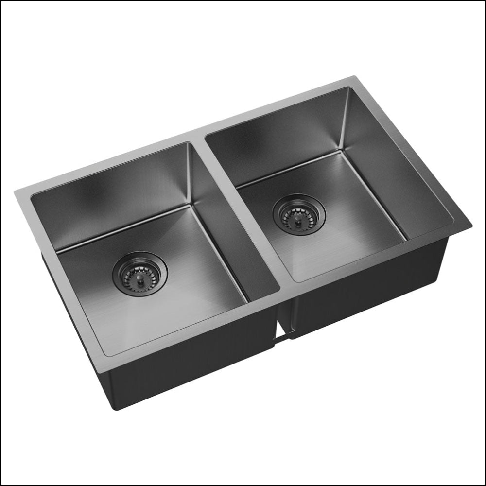 Fienza Double Bowl Kitchen Sink Carbon Metal 68403Cm - Special Order Top Mounted Sinks