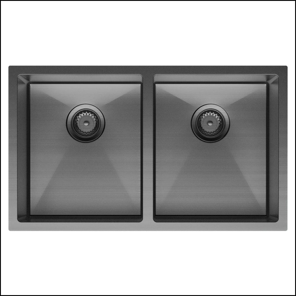 Fienza Double Bowl Kitchen Sink Pack - Carbon Metal 68403Cm-Kit Special Order Top Mounted Sinks