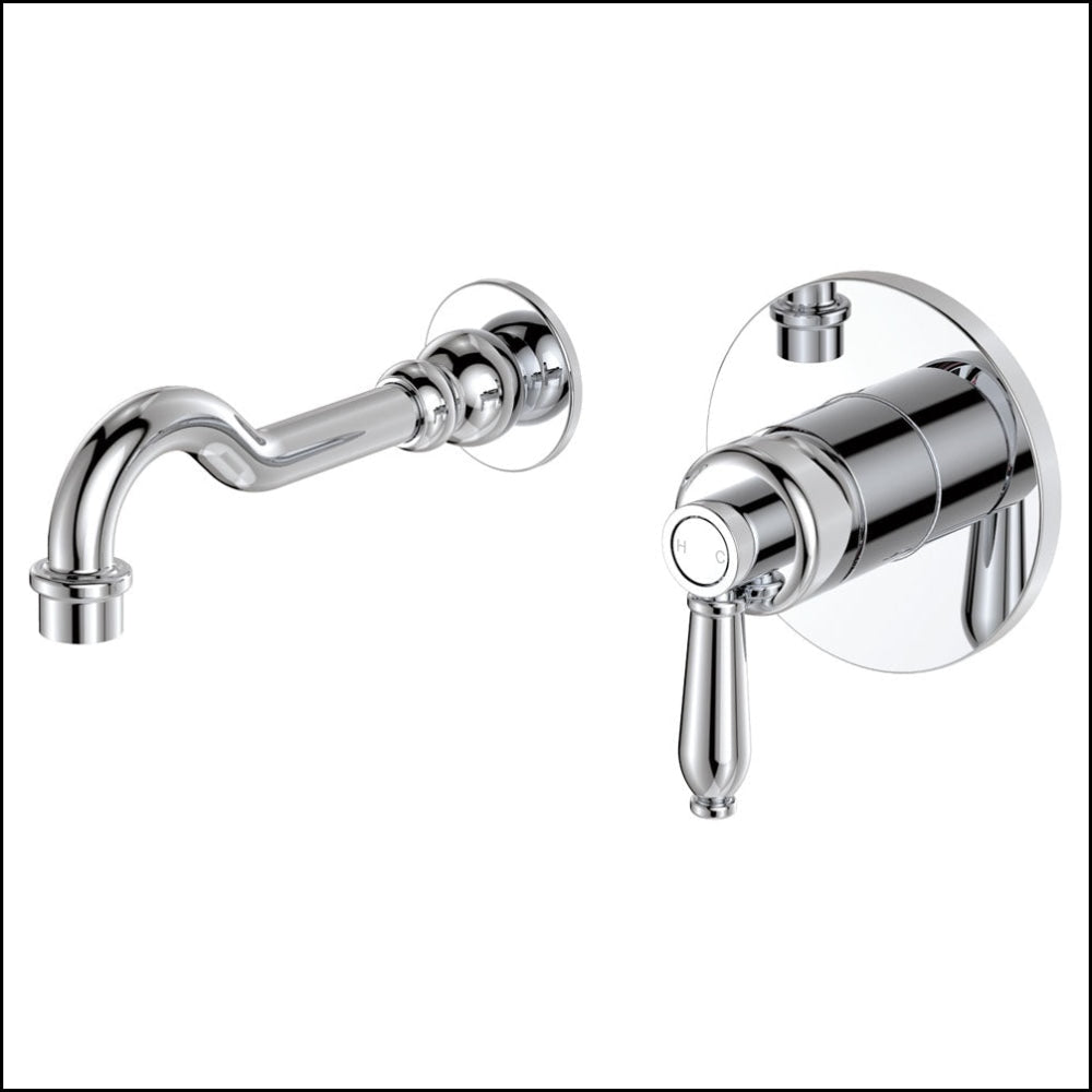 Fienza Eleanor Wall Basin/Bath Mixer Set Chrome / Ceramic 202106 202106Cc Bathroom Mixers