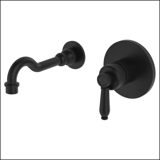 Fienza Eleanor Wall Basin/Bath Mixer Set Matte Black / 202106Bl Bathroom Mixers