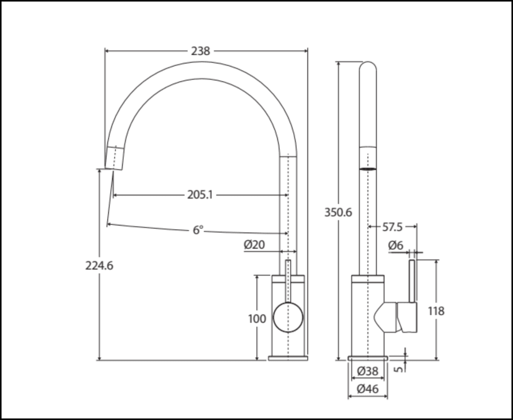 Fienza Kaya 228105A Autumn Matte Mixer Tap Kitchen Taps