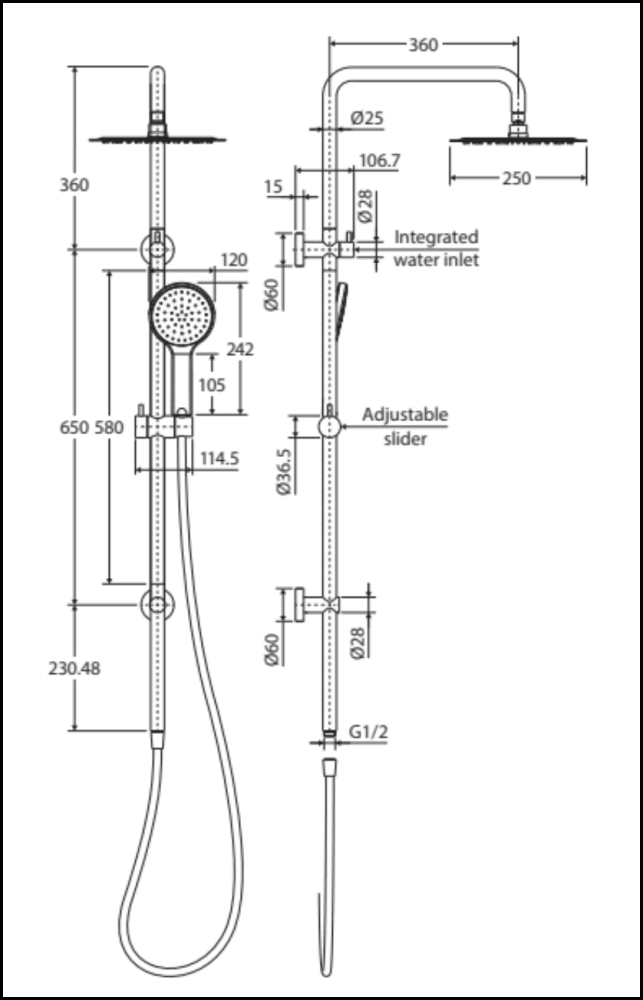 Fienza Kaya Matte Black Twin Shower 455109B Showers