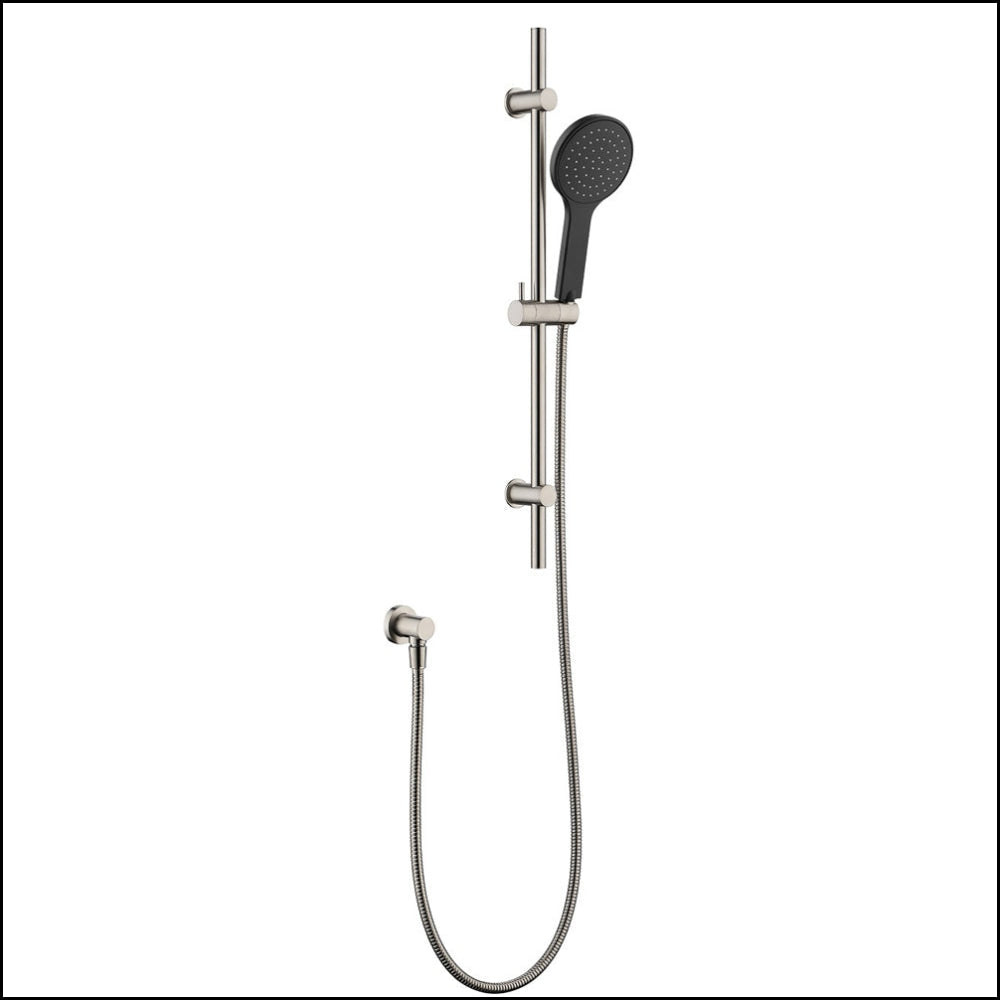 Fienza Kaya Rail Shower Brushed Nickel Matte Black Head 444109Bnb Showers