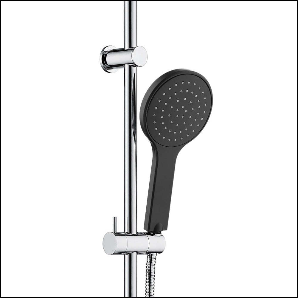 Fienza Kaya Rail Shower Chrome Matte Black Head 444109Cb Showers