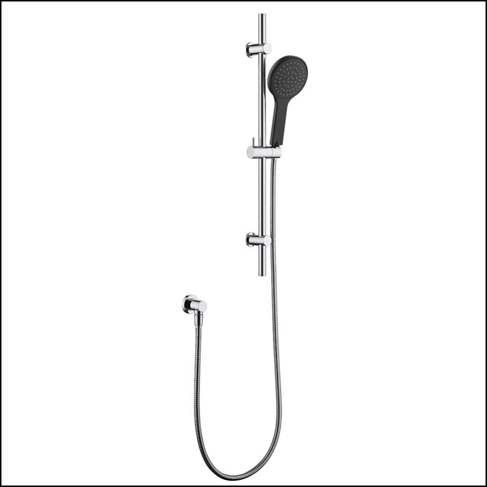 Fienza Kaya Rail Shower Chrome Matte Black Head 444109Cb Showers