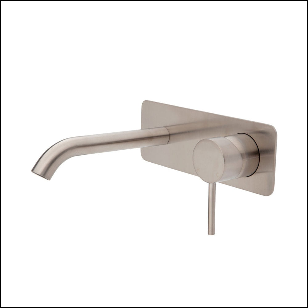 Fienza Kaya Wall Basin/Bath Mixer Set Brushed Nickel Square Plate 160Mm Outlet 228106Bn Bathroom