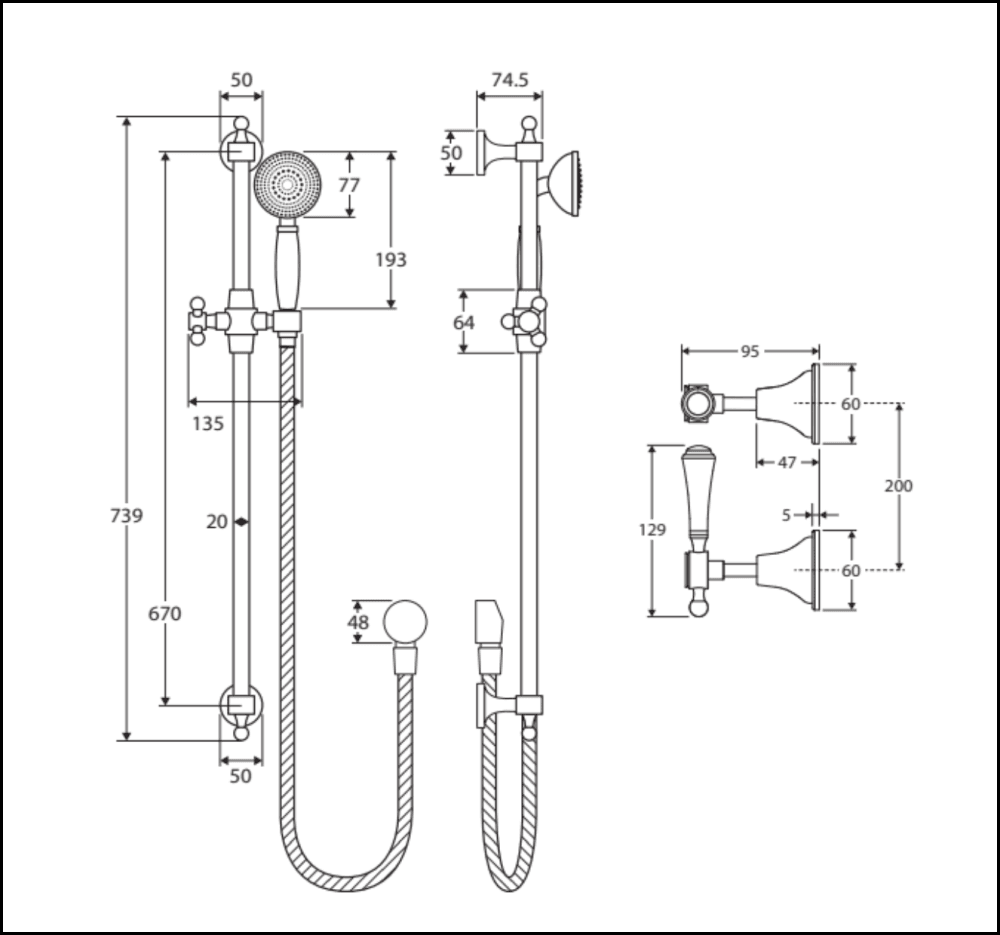 Fienza Lillian Lever Rail Shower Set Chrome 339103 Showers