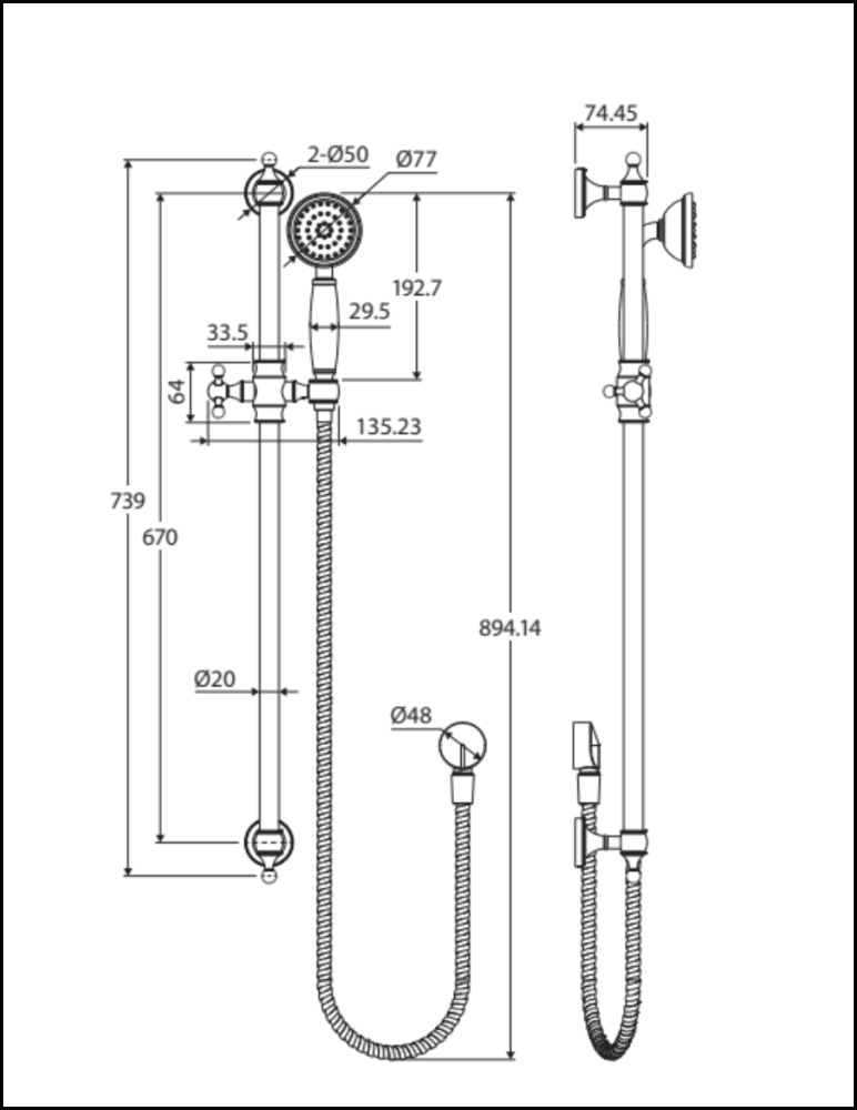 Fienza Lillian Rail Shower Brushed Nickel 444114Bn Showers