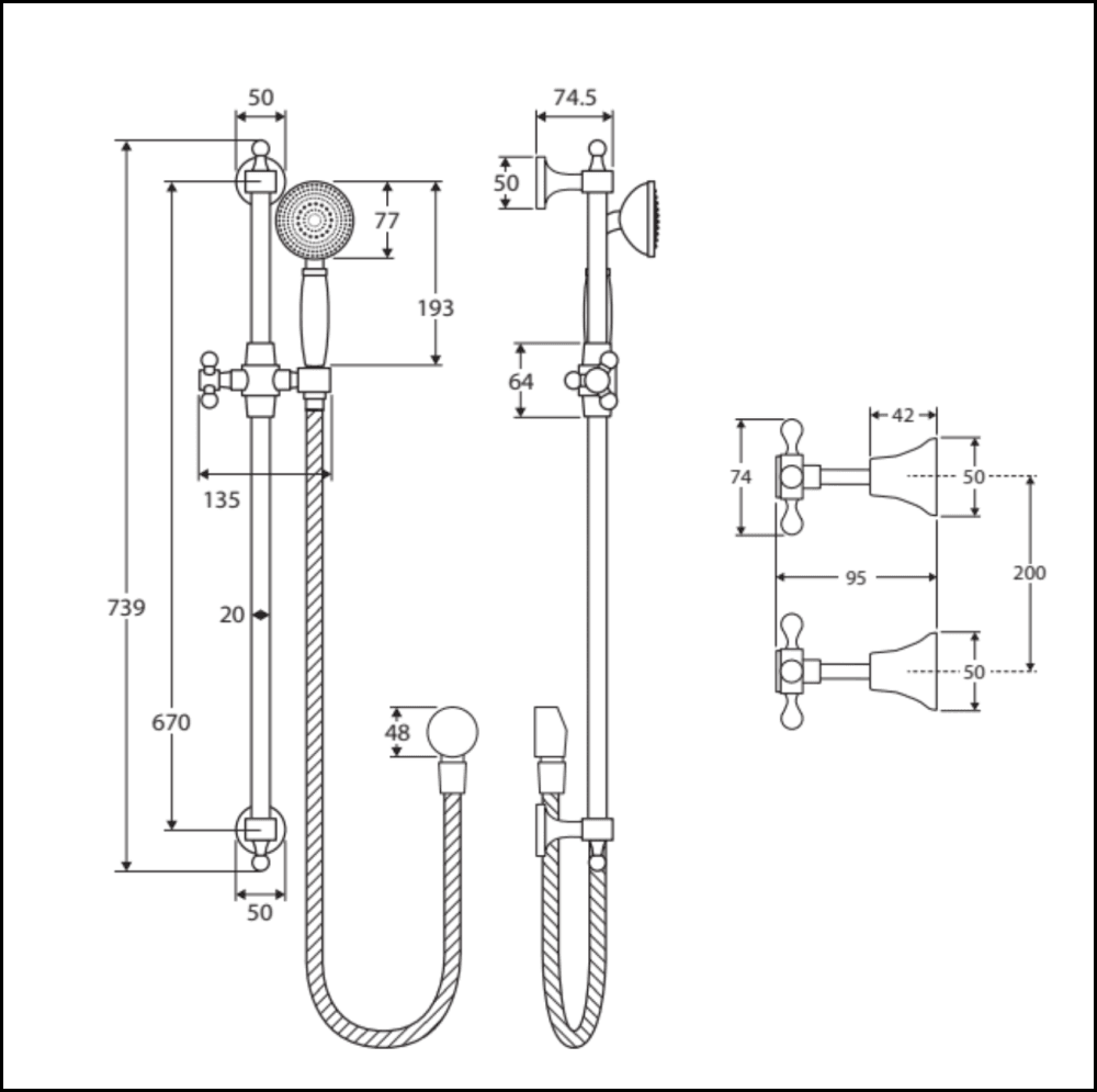 Fienza Lillian Rail Shower Set Matte Black 336103Bk Showers