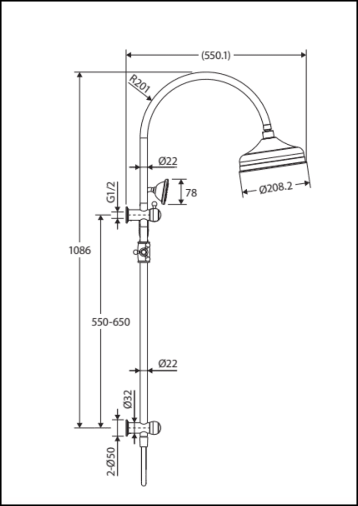 Fienza Lillian Twin Shower Urban Brass 455114Ub Showers