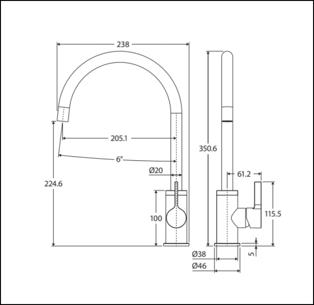 Fienza Sansa 229105B Matte Black Mixer Tap Kitchen Taps