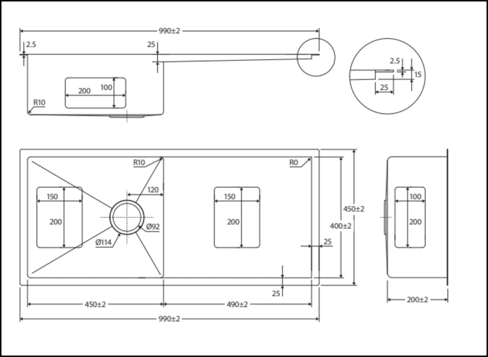 Fienza Single Bowl Drainer Kit - Stainless Steel 68404Kit Top Mounted Kitchen Sinks