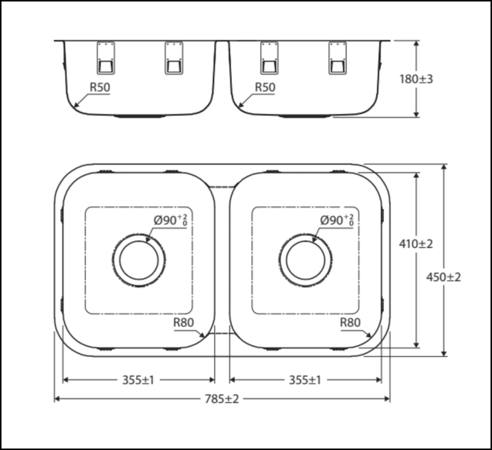 Fienza Tiva 68109 Stainless Steel Double Kitchen Sink - Special Order Undermount Sinks