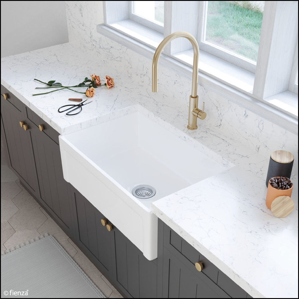 Fienza Winston 68703 Single Butler Sink Medium White 750X470X250Mm - Special Order Kitchen Sinks