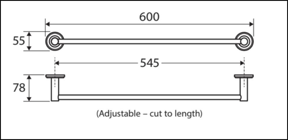 Kaya 600Mm Single Towel Rail Chrome 8280160 Bathroom Accessories