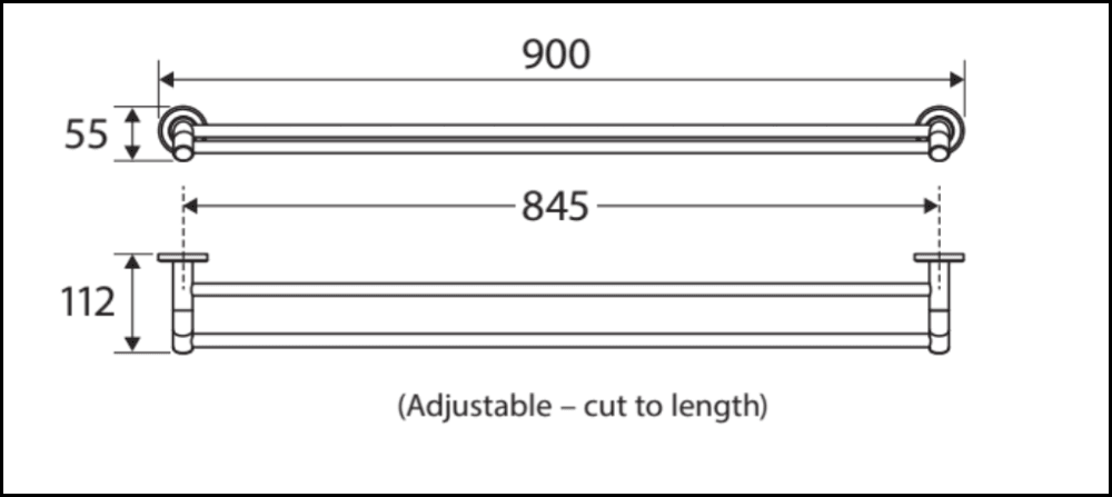 Kaya 900Mm Double Towel Rail Chrome 82808 Bathroom Accessories