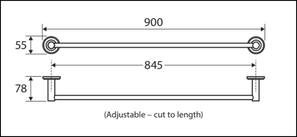 Kaya 900Mm Single Towel Rail Brushed Nickel 82801Bn Bathroom Accessories