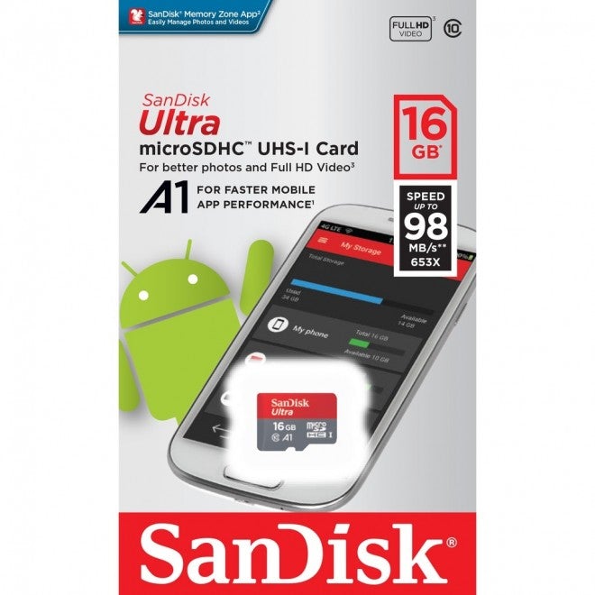 SANDISK SDSQUAR-016G-GN6MN Micro SDHC Ultra A1 Class 10 98mb/s NO adapter