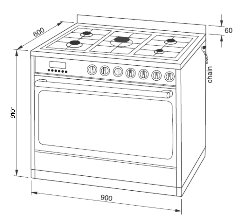 Technika 90cm TEG95TBK Dual Fuel Black Finish Upright Cooker