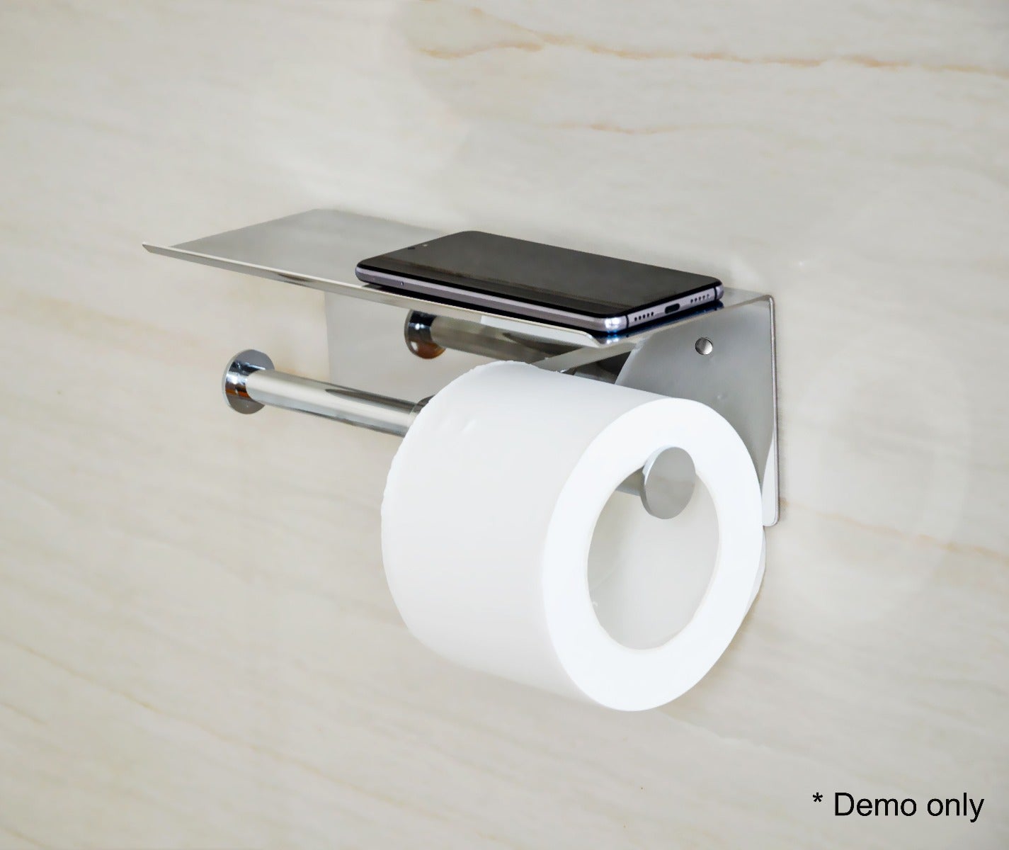 Stainless Steel Double Toilet Paper Holder Towel Roll Tissue Rack Storage Shelf